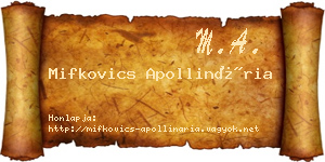 Mifkovics Apollinária névjegykártya